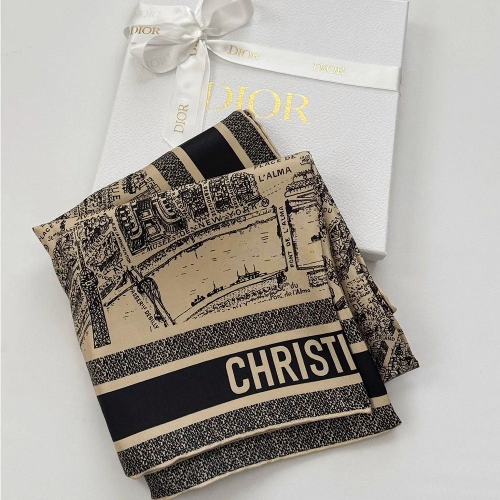 NEW Dior Plan De Paris Silk Scarf 90x90
